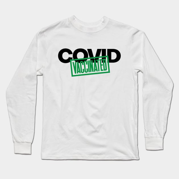 Covid-19 Vaccinated Pin Button Long Sleeve T-Shirt by Ken Adams Store